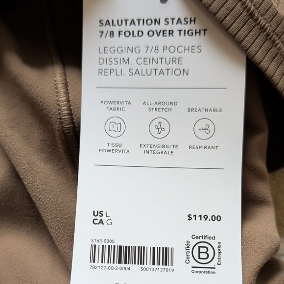 Athleta Salutation Stash 7/8 Fold Over Tight Clay NWT - Picture 9 of 9